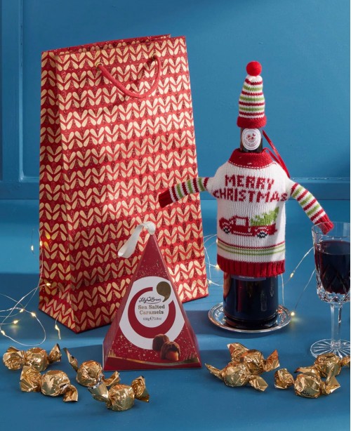 Festive Thanks with Red Wine Gift Bag <br/>(Wine Hamper)