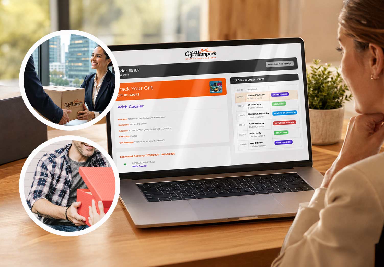 realtime tracking corporate gift hamper delivery in France